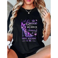 Casual T-Shirt for Women Celebrating January Birthdays, Featuring a Round Neck And Short Sleeves. Ma