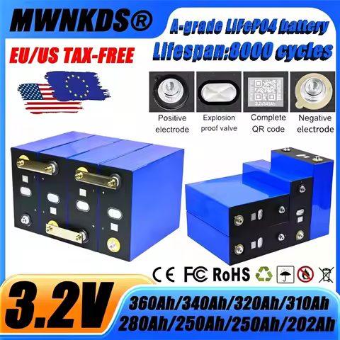 LiFePO4 Battery 3.2V 360Ah 340Ah 320Ah 310Ah 280Ah 250Ah 202Ah 250Ah DIY 12V 24V 48V Solar Energy St