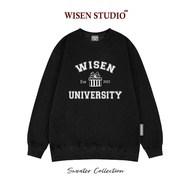 Wisen local brand sweater with thick cotton felt, oversize unisex, Wisen University model