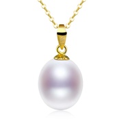 XF800 Pure 18K Yellow Gold Necklace Pendant Natural Freshwater Pearl Trendy Party Gift Real Au750 Fi