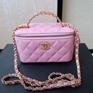 Chanel 22S Small Vanity Case With Top Handle💗粉紅色手柄長盒子