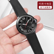 Suitable for Cartier Blue Balloon Black Knight Watch Strap WSBB0015 Nylon Canvas Convex Men's Bracel