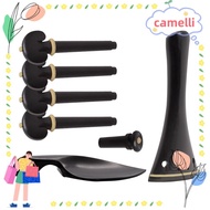 CAMELLI Violin Accessory Parts Set, Ebony Material Complete Set violin tailpiece Set, Premium 4/4-3/