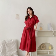 Midi Dress Terbaru Natal Imlek Merah Maroon Green Emerald Busui Fit to