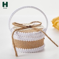 [Homyl] Wedding Ring Bearer Box 2 Rings Slot Bridesmaid Double Heart Bridal Ring Basket