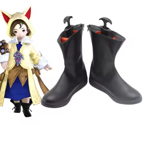 FF14 Krile cosplay boots Halloween Anime Festival Carnival FINAL FANTASY XIV black shoes boots