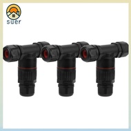 SUERHD 3PCS Electrical Cable Connector, 3 Way 450V Waterproof Connector, Generic 32A T Shape Wire Co