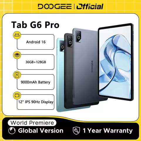 DOOGEE Tab G6 Pro 2 IN 1 Tablet Android 16 Dual Speakers 12'' 90Hz Display 36GB RAM 128GB 9000mAh Ba