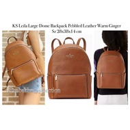 KS Leila Large Dome Backpack Pebbled Leather Warm Ginger