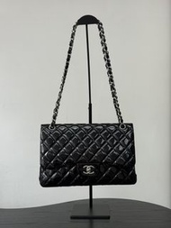 85%New二手Chanel classic flap medium 中古vintage香奈兒cf翻蓋雙蓋款漆皮包 鏈條包 單肩包