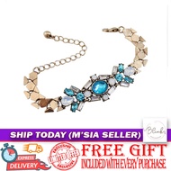 [Blink] Gold &amp; Blue Color Flash Diamond Alloy Bracelet 16cm 手链 Gelang - BC179