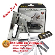 Staple Gun Tembak Tacker Staples Stapler Hekter mollar 3in1 leather seat cardboard