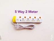 2 Way / 3 Way / 4 Way / 5 Way Universal Extension Socket 2 Meter Extension plug