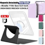 for Kindle 11th Gen 6.0 Inch 360 Rotatable 2 in 1 Magnetic Detachable Acrylic Case PU Leather Stand 