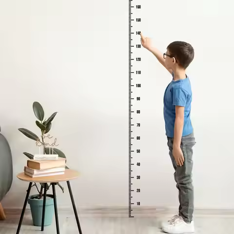 Height Wall Sticker For Child Wall Height Measuring Ruler Minimalists Pure Black Height Sticker Meas