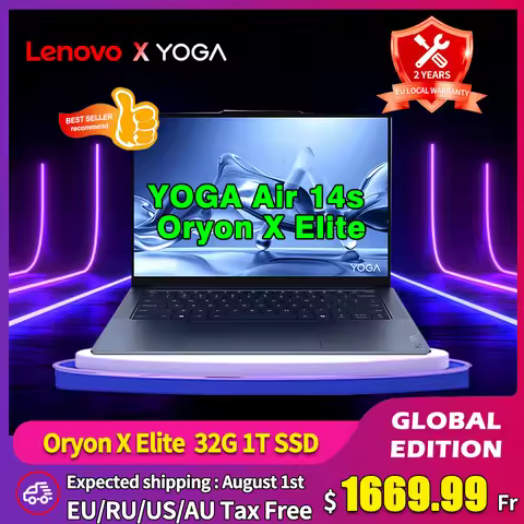 Lenovo YOGA Air 14s Laptop Snapdragon X Elite 12 Core 32GB 1TB SSD 14.5-inch 2.9K OLED 100%DCI-P3 Sc