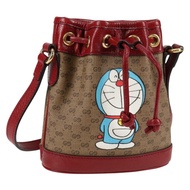 GUCCI Micro GG Supreme Doraemon 聯名手提包 PVC 米色 金色 正品 132450A