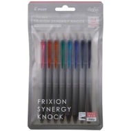PILOT Frixion Synergy Knock, 8 Color Set, Slide Clicker Retractable Erasable Gel Ink Pens with Syner