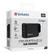 100%全新 🌟香港行貨 門市現貨⭐Verbatim - 4 Port 200W PD 3.0 &amp; QC 3.0 GaN 充電器插蘇