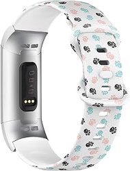 Compatible with Fitbit Charge 4 / Fitbit Charge 3/3 SE Soft Silicone Watch Band (Doodle Dog Paw) Soft Sports Strap Bracelet Wristband for Women Men