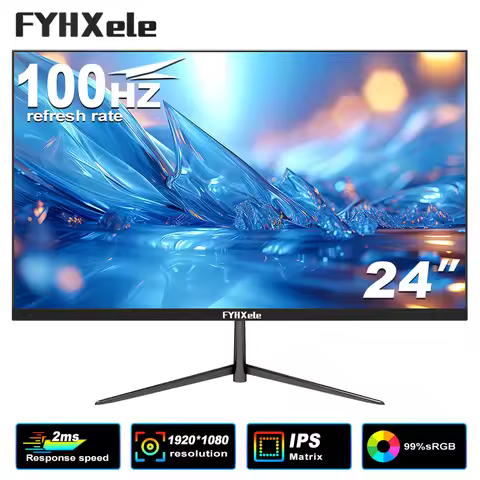 FYHXele 24Inch 100Hz Gaming Monitor 1080P Desktop Display 2ms Response Time Eye Care Screen LCD Supp