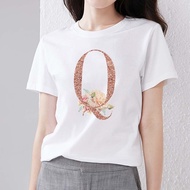 Rose Gold Letter T-Shirt 4XL-5XL Size Harajuku Summer O-neck Pullover  Personality Streetwear Top Sh