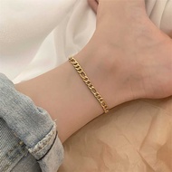 St.n Fashionable Men Women Anklet Hip-Hop Punk Stainless Steel 14K Gold Anklet 4MM Figaro Chain