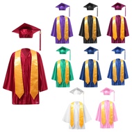 Kids Preschool Kindergarten Graduation Gown Cap Uniform Set with 2023 Badge Tassel and Graduation Sash