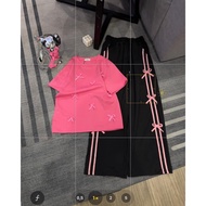 Set of multicolored bow shirt + black bow pants, bow pants