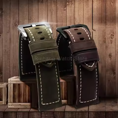 For Panerai Citizen Reef Tiger RGA3532 Tissot Seiko SNKP27 Genuine Leather Accessory Flat Interface 