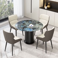 HY-# Stone Plate Dining Table One Table Four Chairs Small Apartment Home Dining Table Modern Minimalist round Marble Rec