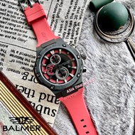 [Original] Balmer 8812G BK-9 Chronograph Sapphire Men's Watch with Black Red Dial and Red Silicon St