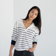 GREYSCALE T98 - Soft stripe knit polo (2 colors) *ผ้าบางนุ่ม ไม่ร้อนค่ะ*
