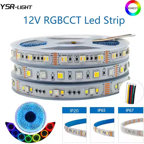 1-5M DC12V RGBCCT LED Light Strip 12MM SMD5050+2835/2IN1/5IN1 RGB+W+CW 60Leds/M 90Leds/M Waterproof 
