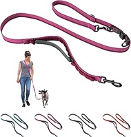 NUVUQ - 5-in-1 Multifunctional Hands-Free and Shock Absorbing Reflective Dog Leash, Adjustable from