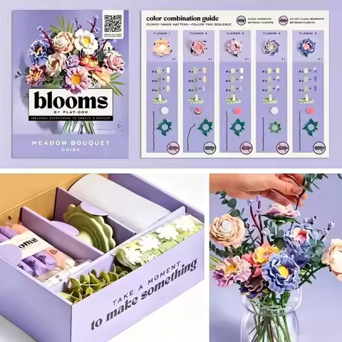 Blooms by Play-Doh Meadow Bouquet Kit, Play-Doh Blooms Meadow Flower Bouquet Making Kit Floral Craft