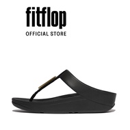 FitFlop Women's Sandals FINO Leather with Gold Trim Flip-flops - Black - FON - IU6-090