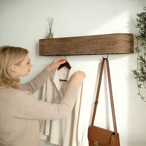 Walnut Wall Hanger, Entrance Clothes Hanger, Wall Coat Hook, Veneer Hanger, Wall Hanger Clothing Rac