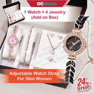 OCwatch Jam Tangan Perempuan Diamond Berlian Hadiah Set Jam Tangan Wanita Women Watch Gelang Jam Box