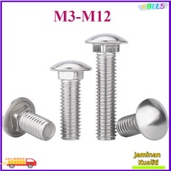 304 stainless steel Carriage Bolt / Round Head Square Neck Bolt M3/M4/M5/M6/M8/M10/M12【LBLLS1】