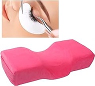 Lash Pillow Neck Support Eyelash Extension Pillow, Soft Memory Foam Grafting Beauty Salon Pillow, Cervical Pillows Support for Protecting The Neck with Velvet Pillow Case with Pockets Pink