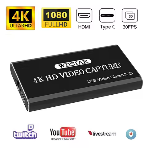 USB Video Capture Card HDMI to Type C USB 1080P Video Grabber Record HDMI 4K Loopout for PS4 TV Came