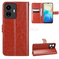 Vivo Y77 5G PU Leather Wallet Card Slot Case Cover Vivo Y77 Y 77 VIVOY77 Stand Holder Flip Case