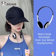 ZICHUE Earphones, ABS Metal Headset, Y2k Universal Vintage 3.5mm Jack Head Mounted Headphones Walkma