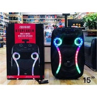 🔥Speaker ZQS-15102 15 Inches 6000 mAh 40W Karaoke LED Speaker Lights with 2 Micro Phone