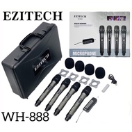 Ezitech WH888 4 Channel UHF Wireless Rechargeable Handheld Mic