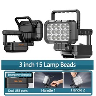 LED Light for Dayi 18V Battery Flashlight Portable Floodlight Cordless Battery Light with Dual USB P