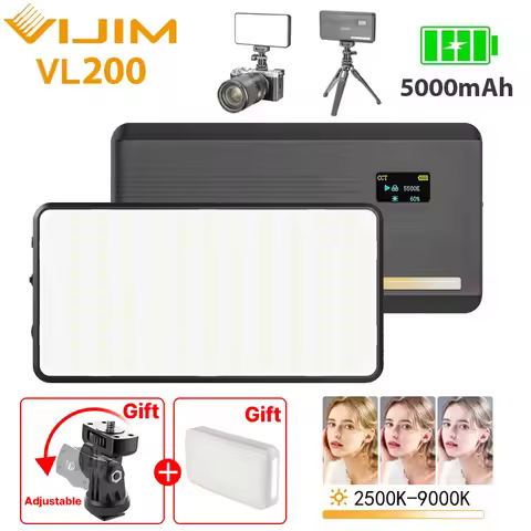 Ulanzi VL200 Led Video Light With Soft Diffuser 360°Ball Head 5000mAh 2500-9000k Fill Panel Lamp Cam