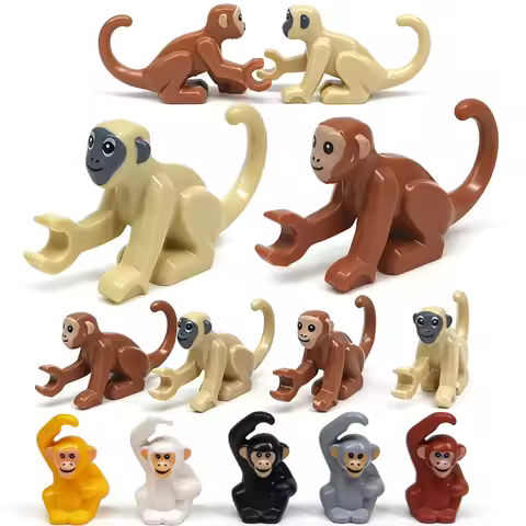 MOC Anglerfish Monkey Building Blocks Seal Ocean Midnight Zone Fish Animals Accessories Dragon Brick