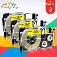 3PK XR-9YW 9mm Width 3/8" Label Tape Black on Yellow Printer Ribbon for Casio KL-60 KL-120 KL-300 CW-L300 KL-430 KL-C500 KL-100